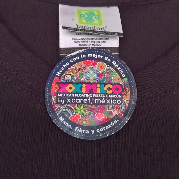 Karani Art Xoximilco Mexican Floating Fiesta Wrestling Mask T-Shirt Size Large L - Picture 2 of 3